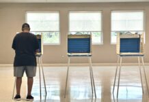 Virginia voters could gain a bigger voice in choosing the 2028 presidential nominees Voting at the Falling Creek Middle School precinct in Chesterfield County in the June 17, 2025, primary elections. (Photo by Markus Schmidt/Virginia Mercury)