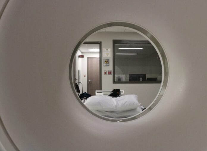 An MRI machine in Lee County Community Hospital in Southwest Virginia, a once-shuttered facility that Ballad Health reopened in 2021. (Photo by Charlotte Rene Woods/Virginia Mercury)
