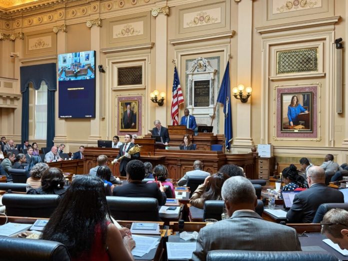 The Virginia House chamber during a special session at the Capitol in Richmond last month. Lawmakers adjourned without reaching agreement on the state's biennial budget, leaving negotiations unresolved ahead of a planned June return to Richmond. (Photo by Markus Schmidt/Virginia Mercury)