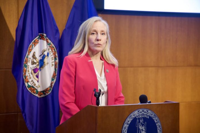 Gov. Abigail Spanberger, seen here in Richmond on April 22, has joined a national coalition of governors committed to preserving access to reproductive health medications. (Photo by Charlotte Rene Woods/Virginia Mercury)