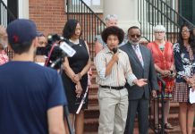 Shenandoah School Board violated students’ civil rights by reinstating Confederate names AD Carter, a former Shenandoah County Public Schools student, speaks in front of the Shenandoah County Circuit Court on June 11, 2024. Carter and other students sued the school board for reinstating Confederate names on several schools. (Photo by Nathaniel Cline/Virginia Mercury)